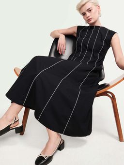 RAREISM - Black Stripes A-Line Dress