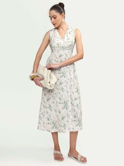 RAREISM - Green Printed A-Line Dress