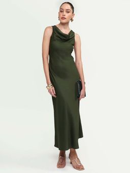 RAREISM - Olive Solid Fitted Dress