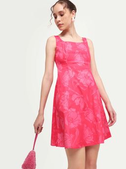RAREISM - Pink Floral Flared Dress