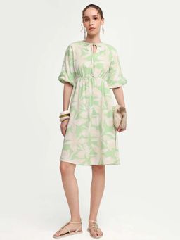 RAREISM - Green Abstract Flared Dress