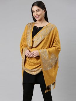 Pashmoda - Women Mustard Aari Embroidered Shawl