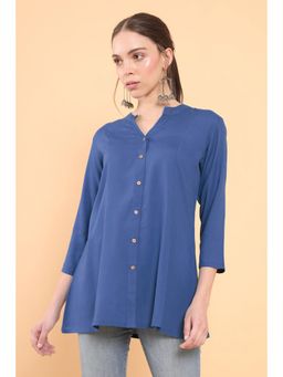 Soch - Women Blue Rayon Solid/plain Tunic