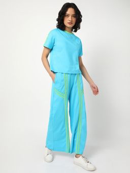Bewakoof - Womens Blue Solid Co-ord Set (Set of 2)