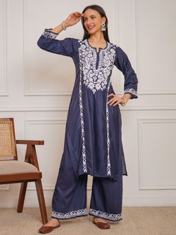 Chowkhat - Handloom Chikankari Chanderi Co ord set of 2