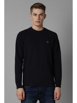Louis Philippe - Men Casual Navy Blue Textured Sweatshirt