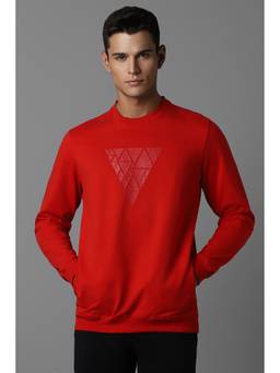 Louis Philippe - Men Casual Red Printed Sweatshirt