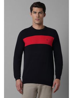 Louis Philippe - Men Black Printed Crew Neck Full Sleeves Sweater