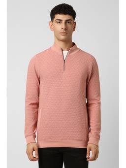Van Heusen - Men Peach Textured Round Neck Sweatshirt