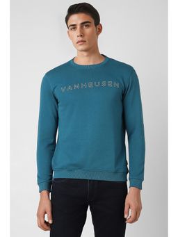 Van Heusen - Men Teal Printed Crew Neck Sweatshirt
