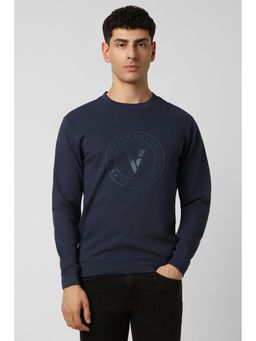 Van Heusen - Men Navy Blue Printed Crew Neck Sweatshirt