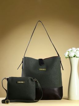 Legal Bribe - Textured Shoulder Bag Combo Of 2 - Olive