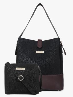 Legal Bribe - Textured Shoulder Bag Combo Of 2 - Black