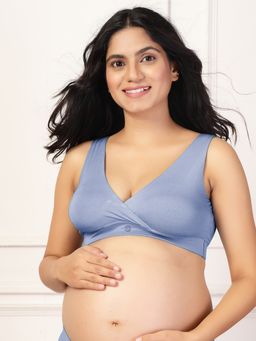 Zelena - Maternity Padded Nursing Bra - M-Blue
