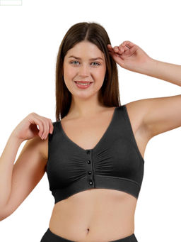 Zelena - Ruched Modal Maternity Nursing Bra - Black