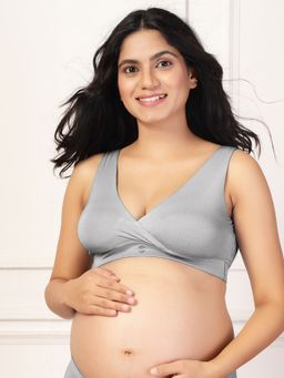 Zelena - Maternity Padded Nursing Bra - Silver Grey