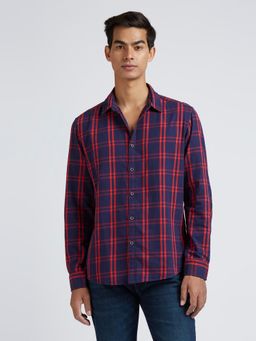 Pepe Jeans - Navy Blue Checked Full Sleeved Shirt