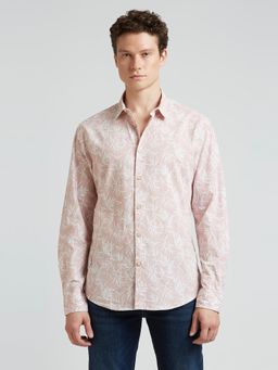 Pepe Jeans - Peach Botanical Print Full Sleeve Shirt