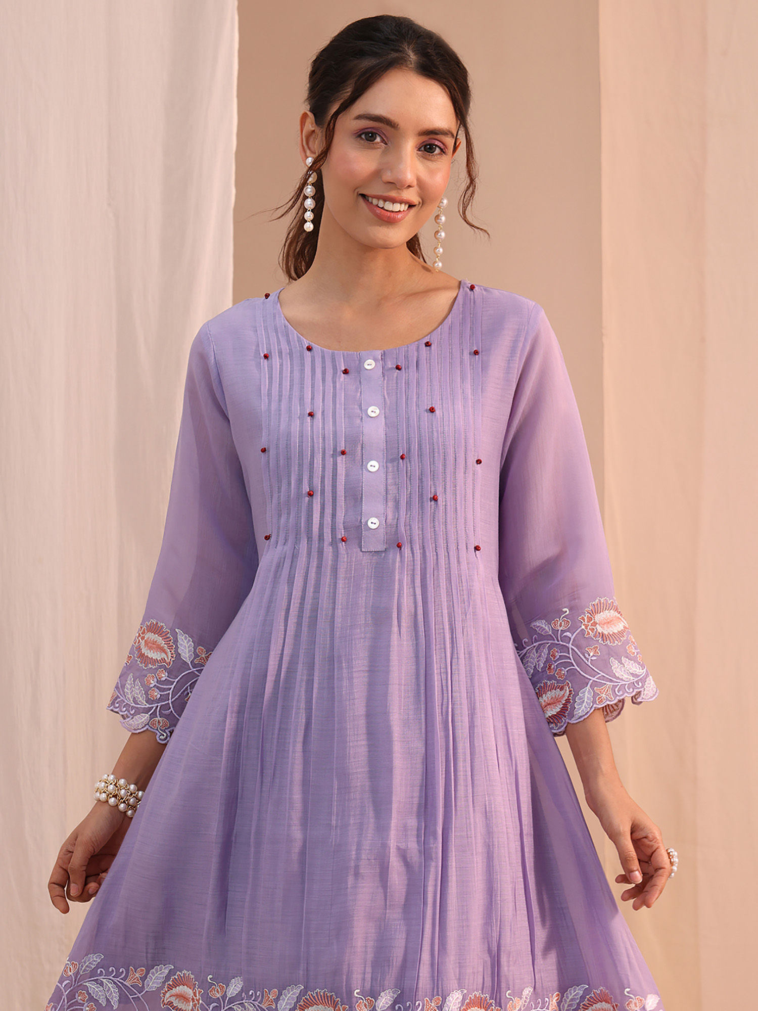 libas Lavender Floral Straight Chanderi Co-Ord Set-picture-44