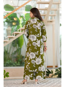 Meera Fab - Green Floral Regular Cotton Kurta and Palazzo