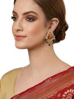 Dugran By Dugristyle - Red & White Meenakari Kundan Dangler Earring