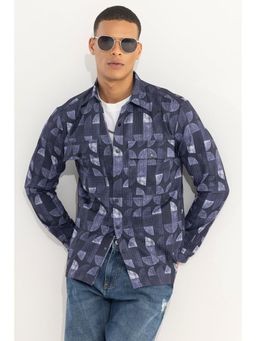Snitch - Abstractix Navy Blue Printed Shirt