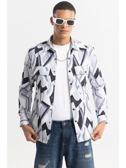 Snitch - Abstractix White Printed Shirt