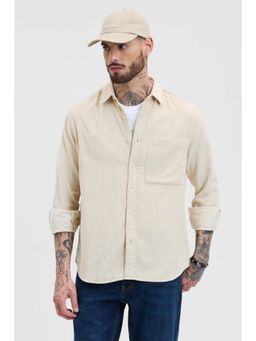 Snitch - Cream Relaxed Fit Corduroy Shirt
