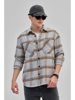 Snitch - Light Grey Double Pocket Flannel Shirt
