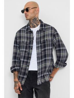 Snitch - Black Checks Relaxed Fit Shirt