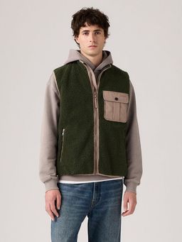 Levi's - Men's Solid Olive Sleeveless Jacket
