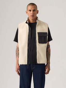 Levi's - Men's Solid Cream Sleeveless Jacket