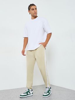 Styli - Men Beige Slim Fit Casual Trousers