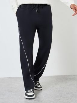 Styli - Men Black Oversized Casual Trousers