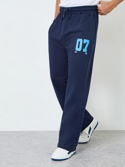 Styli - Men Navy Blue Straight Casual Trousers