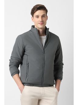 Peter England - Men Grey Solid Casual Jacket