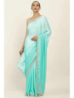 Soch - Green Georgette Embellished Saree with Unstitched