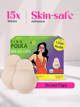 Pinq Polka - Breast Cups Nude C-D Cup (1 Pair) - Reusable Push Up Silicon Bra Boob Tape Skin Friendly