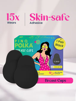 Pinq Polka - Breast Cups Black A-B Cup (1 Pair) Reusable Push Up Silicon Bra Boob Tape Skin Friendly