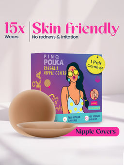 Pinq Polka - Reusable Nipple Covers Caramel (1 Pair) Adhesive Stick On Silicone Nipple Pasties 8CM