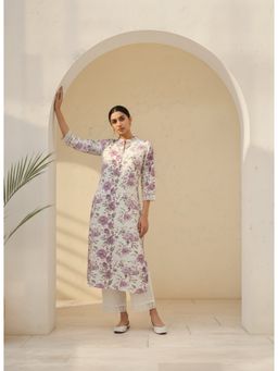 BulBul - Women Purple Rayon Kurta with Pant (Set of 2)