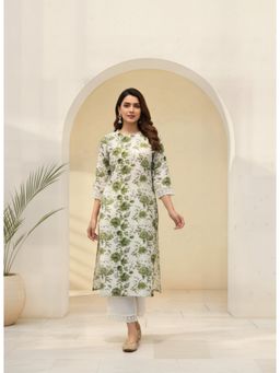 BulBul - Women Green Rayon Kurta with Pant (Set of 2)