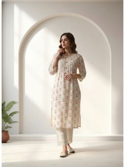 BulBul - Women Pink Rayon Kurta with Pant (Set of 2)