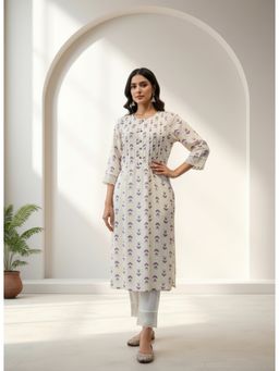 BulBul - Women Purple Rayon Kurta with Pant (Set of 2)