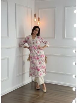 BulBul - Women Pink Cotton Flex Kurta with Pant (Set of 2)