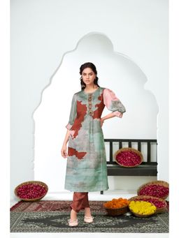 BulBul - Tanya Silk Multi-Color Kurta and Pant (Set of 2)