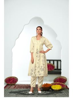 BulBul - Reeva Silk White Kurta and Pant (Set of 2)