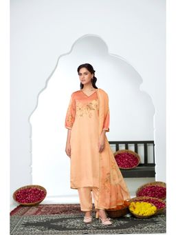 BulBul - Tasneem Silk Peach Kurta and Pant with Dupatta (Set of 3)