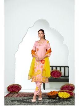 BulBul - Malaika Silk Pink Kurta and Pant with Dupatta (Set of 3)