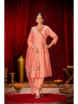 BulBul - Ruqaiya Peach Muslin Kurta and Pant with Dupatta (Set of 3)